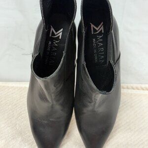 $250-NEW-Marian-Women-Black leather heel Boots,Sz-7,5.Spain